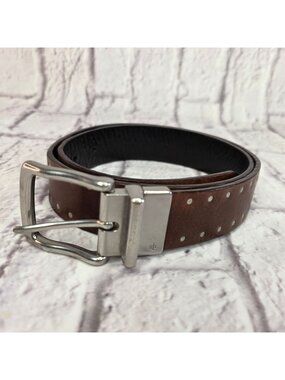 Ralph Lauren Reversible Leather Belt Brown & Black w/ Silver Buckle 38 in Long